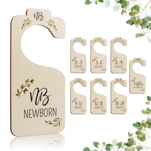 Image of Generic Baby Closet Dividers for Clothes Organizer - Set of 8 Wooden Double Sided Baby Closet Organizer Dividers from Newborn to Toddler for Beautiful Nursery Decor, 24-01-W