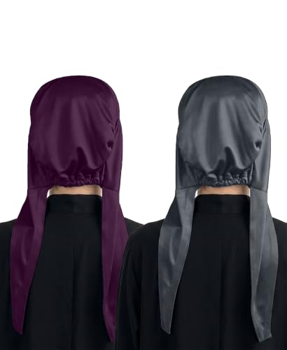 Image of Mehar Women's Hair Ponytail Cap Set of 2 | Soft Stretchable Polyester Hijab Inner Cap | Adjustable Tie-Back | Scarf & Helmet Inner | One Size Fits All