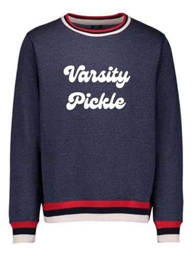 Pickleball Sweatshirt - Unisex Oversized Vintage Varsity Sweater, Navy/Red/Cream