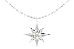 Northern Star Pendant Necklace: A Guiding Light in Sterling Silver with Shimmering White Topaz
