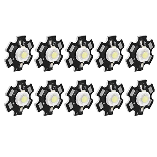 Sxhlseller Chip LED, Chip LED Ultra Luminoso da 10 Pezzi, Perline Luminose Fai-da-te 3V per Lampada da Tavolo Torcia da Incasso a Soffitto (Luce bianca 3W)