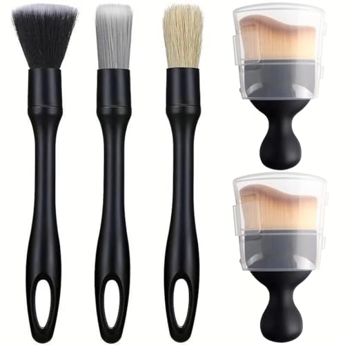 5 Pieces Car Detail Brushes Interior Cleaning Brushes, 3 Soft Premium Detail Brushes and 2 Interior Cleaning Lint Brushes for cleaning the interior and exterior of your car