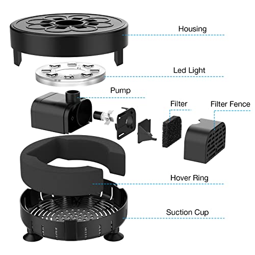 Aisitin 2.5W Fountain Pump With Led Light And Nozzles, Diy Water Fountain Pump Kit With 15.8 Ft Usb Power Cord And Ac Adapter, Water Pump For Bird Bath, Ponds, Garden, Outdoor And Indoor, Black #TOP7