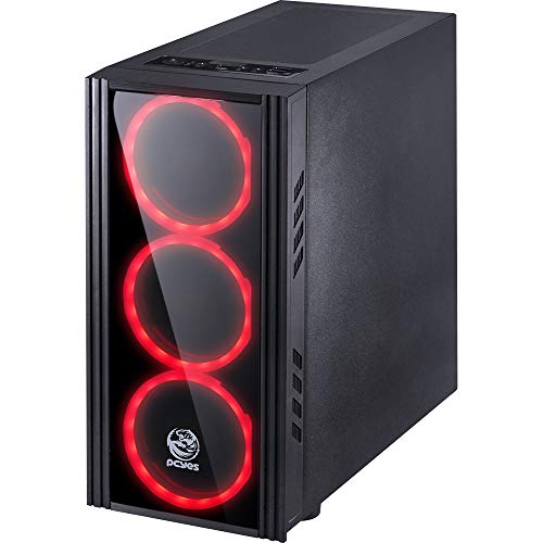 GABINETE MID-TOWER SATURN PRETO COM 3 FANS LED VERMELHO LATERAL EM ACRÍLICO - SATPTVM3FCA