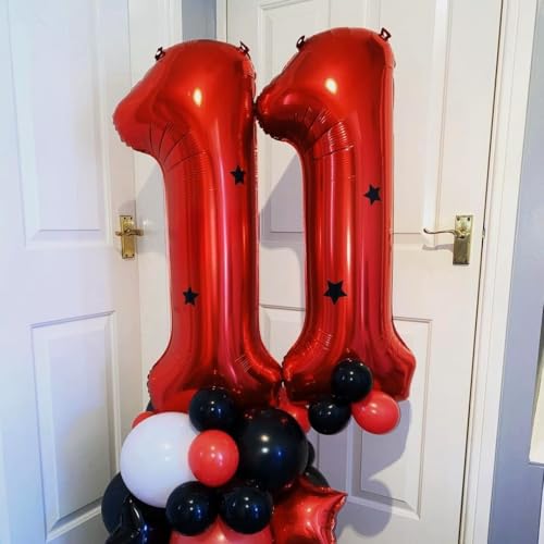 Image of Red 10 Number Balloons,40 Inch 10 Balloons Foil Mylar Helium Big Red 10 Balloon Number for Birthday Party Anniversary Decorations