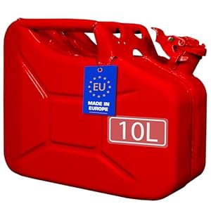 FIXKRAFT Benzinkanister 10L Metall 10 Liter Kanister für Benzin Diesel Kraftstoffkanister mit Entlüftung Reservekanister (Rot, lackiert)