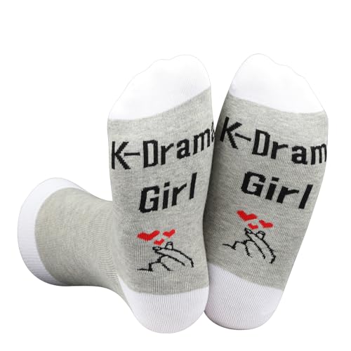 LEVLO Funny K-Drama Lovers Gifts K-Drama Girl Hand Heart Socks for Korean Movie TV Series Fans (2 pairs)