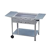 Holzkohlegrill Grillwagen mit Seitenablagen Kohlegrill aus Edelstahl 114x53x80 cm Grillrost aus Edelstahl zerlegbar entnehmbarer Kohlekasten Grillfläche 108x47 cm - Privat Verein Catering Gastronomie