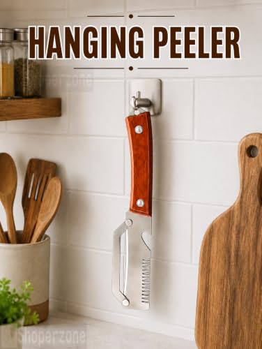 Image of Multi-Functional Stainless Steel Vegetable Peeler with Wooden Handle & Bottle Opener & Hanging Single Blade Peeler for Fruits & Vegetables Sharp & Easy-Grip Kitchen Tool (3 in 1 Peeler)