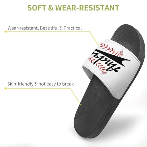 Custom Sports Slides Personalized Slippers - Baseball Sandals Quick Drying Softball Slippers Indoor Outdoor,Gifts for Men Youth Boy (Black,Style 14)3