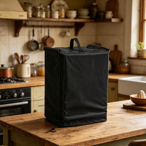 Operitacx Protection Étanche Anti-poussière avec Poignée Housse Résistante aux Éclaboussures et UV pour Appareils de Cuisine Plan de Travail Couvre-extracteur de Jus Noir – vue 7
