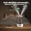 Umidificatore Ambiente Bambini Homvana 3.6L, 360°Cool Mist 16dB Silenzioso for Baby, Piante Dura da 34H, Auto Sleep Modo, con Luce e Aromaterapia Top-Fill, Facile da Pulire, Oli Essenziali (Grigio)