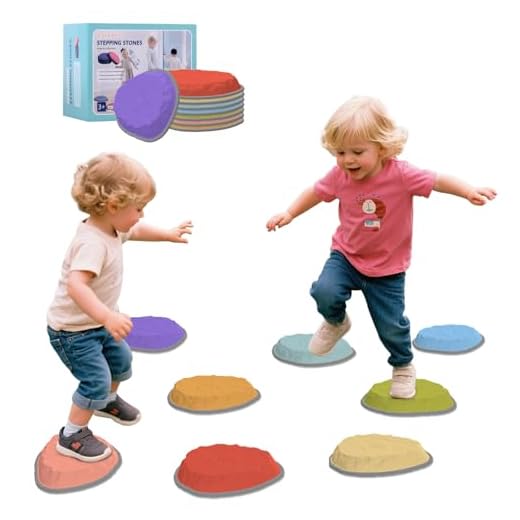 CAMELUS Stepping Stones for Kids, 8 PCS Balance Stepping Stones for Toddlers, Non-Slip Obstacle Course Sensory Toys Indoor Outdoor, Balance River Toys for Birthday, Children's Day