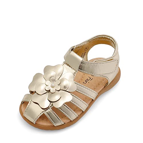 Image of DREAM PAIRS Girls Toddler /Little Kid Closed-Toe Flower Summer Dress Sandals Shoes