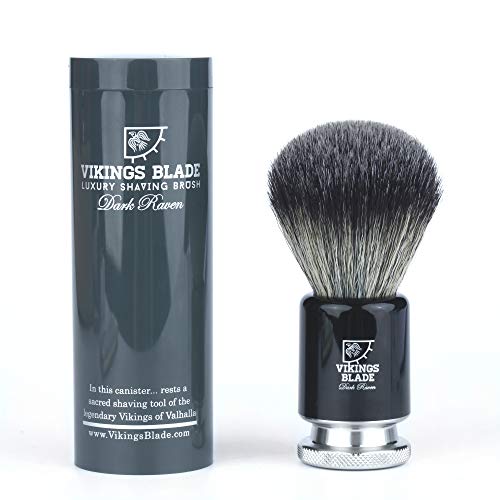 VIKINGS BLADE 'Dark Raven' Luxury Shaving Brush, Heavy Steel Base + Obsidian Acrylic
