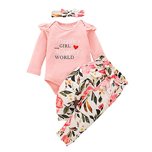3Pcs Baby Girl Clothes Mama’s Baby Long Sleeve Romper Infant Baby Leopard Outfits 0-18 Months