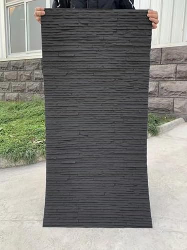 Soft Stone 3D Wall Panel,Flowing Water Stone Textured Panels,Soft Textured Concrete Wall Paneling for Interior Exterior Wall Tile Home Décor (Black)