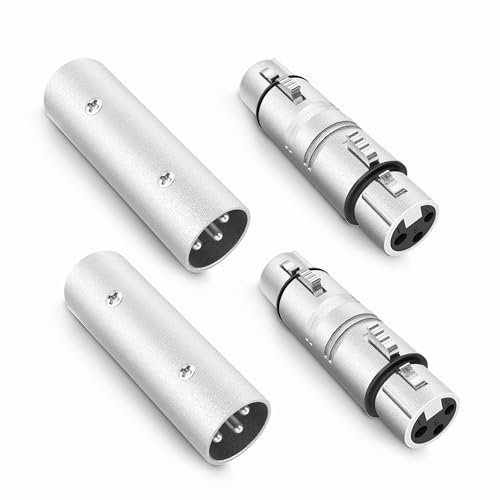 Seefeful XLR Adapter, 2 Pairs Female to Male and Male to Female, Balanced XLR 3 Pin Connectors 4-Pack
