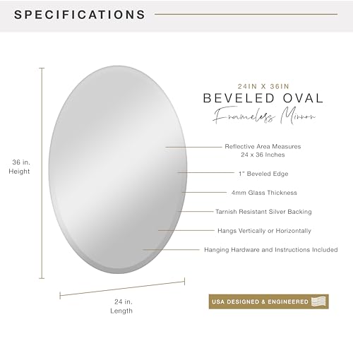 Image of Frameless Mirror 24X36 Beveled Oval