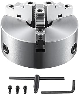VEVOR 3-Jaw Self-Centering Lathe Chuck, 8'' - 0.16-8 in/4-200 mm Clamping Range, T-Key Fixing Screws, Hexagon Wrench, for Lathe, 3D Printer, Machining Center, Milling, Drilling Machine