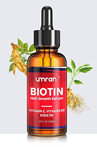 UMRAN Biotin Hair Growth Serum, Promotes Hair Growth, Prevents Hair Loss and Thinning, Natural Ingredients moisture the Scalp to Enhance Hair Growth, Advanced Biotin Formula for All Hair Types UMRAN Biotin Hair Growth Serum, Promotes Hair Growth, Prevents Hair Loss and Thinning, Natural Ingredients moisture the Scalp to Enhance Hair Growth, Advanced Biotin Formula for All Hair Types