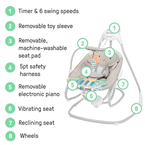 Ingenuity Grow with Me SimpleComfort Piano Playtimen Baby Swing & Rocker - image 5