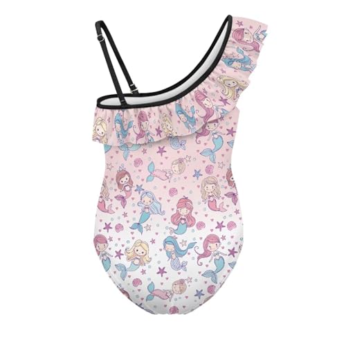 Image of Girls Swimsuit One Piece Ruffle Swimsuit Non-Slip Straps UPF 50+ for Girls Size 3-14 Years