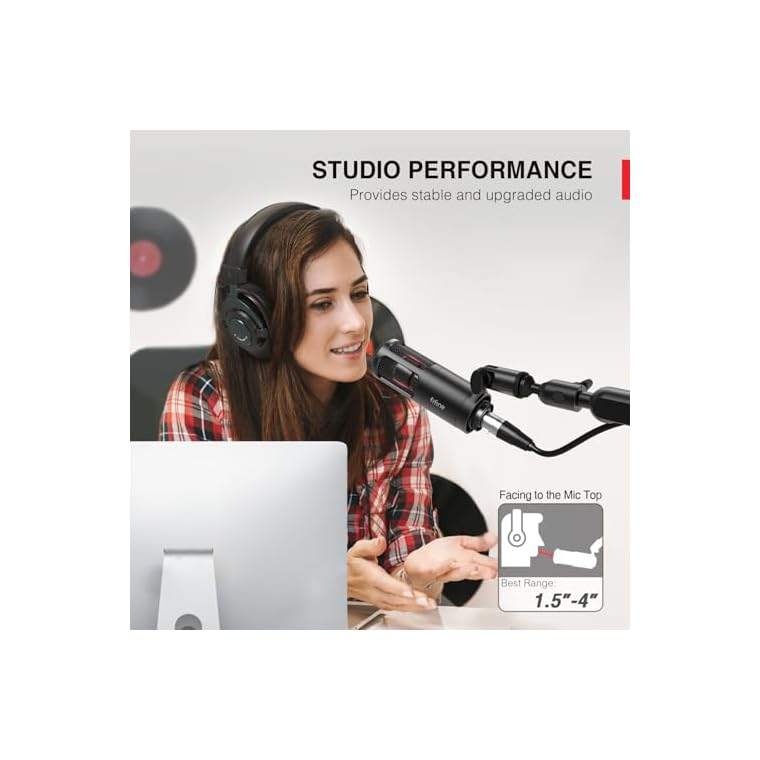 FIFINE XLR Dynamic Microphone, Vocal Podcast Microphone with Cardioid Pattern, Studio Metal Mic for Streaming Voice-Over Dubbing Video Recording, Black-K669D - Image 5