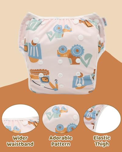 Image of ALVABABY Large Cloth Swim Diaper 3pcs Baby /Toddler /Infant Snap Reusable Adjustable Swimming Diaper Baby Boy and Girl 3ZSWY68A