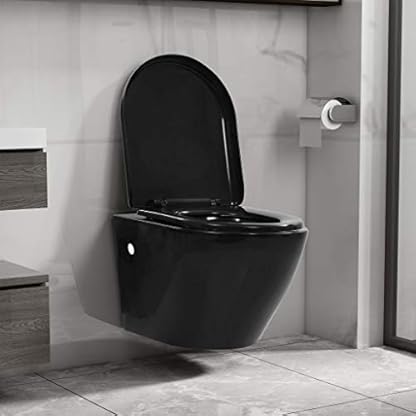 ZEYUAN Wand-WC ohne Spülrand, Toilette, Hänge Wc, Kloschüssel, Laufen Wc, Keramik Schwarz