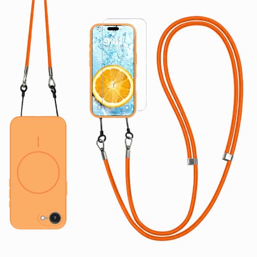 Image of Magnetic for iPhone 17e / 16e Case with Crossbody Phone Strap,Orange
