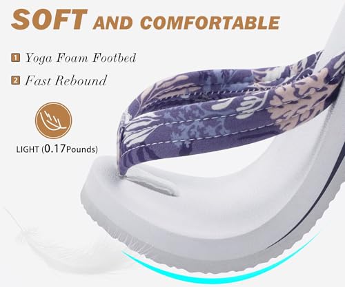 Image of KuaiLu Womens Arch Support Flip Flops Ladies Comfort Lightweight Soft Yoga Mat Cushion Walking Thong Sandals