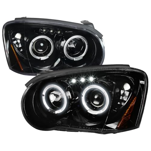 Autozensation Compatible with 2004-2005 Subaru Impreza RS/WRX/Outback/STI, Left + Right Pair Headlamps Assembly, Jet Black LED Projector Headlights
