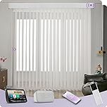 Motorized Vertical Blinds with Remote Control - Light Filtering Window Blinds Compatible with Alexa & Google Home - Complete Track & Slats Set