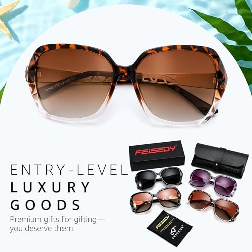 Image of FEISEDY Oversized Sunglasses for Women Square Polarized Sparkling Frame B2289