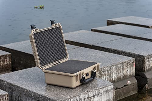Image of MEIJIA All Weather IP67 Waterproof Hard Camera Case,Hard Protective Case,Hard Case with Customizable Foam,Fit Use of Drones,Camera,Equipments,Pistols(Desert Tan,15.98x12.99x6.85inches)