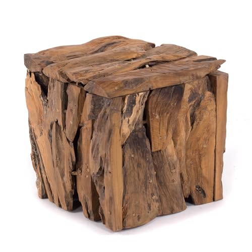 TREIBHOLZ SITZBOX Teak 30 | 30x30x30cm (HxBxT), Recyclingholz, erodiert |...