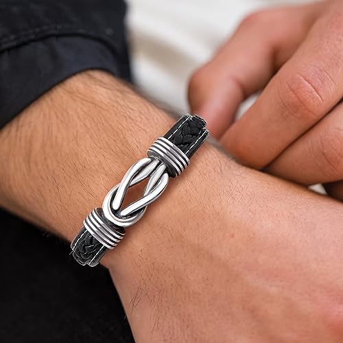 Pulsera de cuero trenzado nudo infinito para hombre 8.5 pulgadas miniatura 3