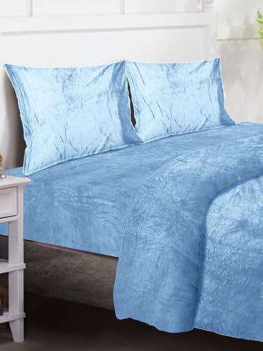 Image of Amazing Super Soft Double Bed Woollen Quilt Cover, 310TC Warm Duvet Cover, Woolen Duvet Cover /Rajai Cover /Blanket Cover /Quilt Cover King Size=90x100 Inches, Winter Blanket Cover (Sky)