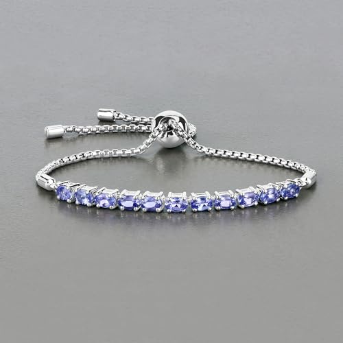 Natural Tanzanite Oval Bolo Bracelet in .925 Sterling Silver - Adjustable Up to 9 Inch for Women4