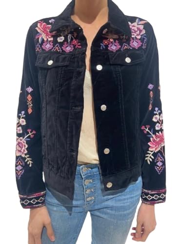 Johnny Was Curacao Cotton Velvet Jacket - W42823-8, Black, Medium