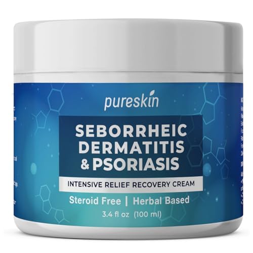 PURESKIN Seborrheic Dermatitis Face Cream: Psoriasis Scalp Treatment Moisturizer for Flaky & Red Sensitive Skin