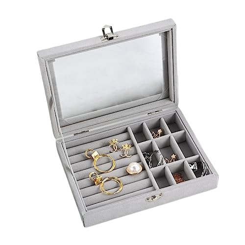 Colorsheng CS- Velvet Glass Jewelry Ring Display Stand Storage Box Ring Earrings Jewelry Box Ring Holder Case thumb #4
