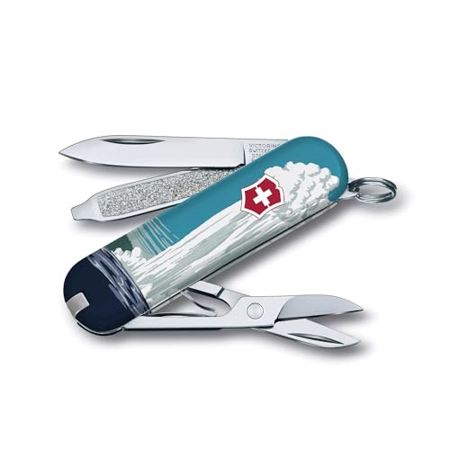 Image of Victorinox Classic SD Swiss Army Knife, Yellowstone National Park | 7-Function Swiss Mini Knife, Small Blade, Nail File, Screwdriver, Key Ring, Swiss Made, Compact EDC for Keys and Bags