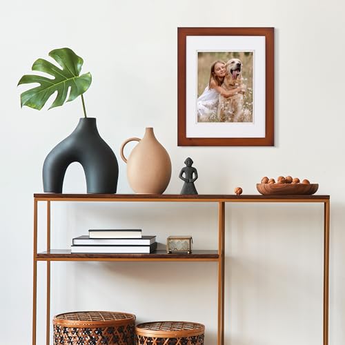 Gallery Solutions - 11"x14" Flat Cherry Frame - Rectangular Wall Mount - For 8"x10" Pictures - Premium Cherry Wood with Double White Mat - Versatile-Elegant For Home or Office Décor - Traditional Photo Frame - Thumbnail 6