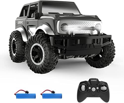 DEERC DE49 RC Cars W/Spare Tire, 160 Mins Play SUV Vehicle W/LED Headlight & Taillight, 2.4Ghz 1:18 Remote Control Car, All-Terrain Monster Trucks, Off-Road Jeep Crawler Gifts for Boys Girls Kids