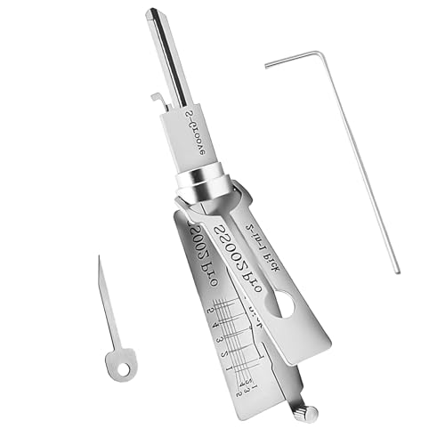 Schlüsseldecoder,Schlüsseldecoder Aus Edelstahl,Schlüssel Decoder Aus Edelstahl Mit Kleiner Schraubenschlüssel Und Kammwerkzeug,Mehrzweck-Wartung, 2-in-1 Schlosser-Werkzeug für Auto (Ss002)