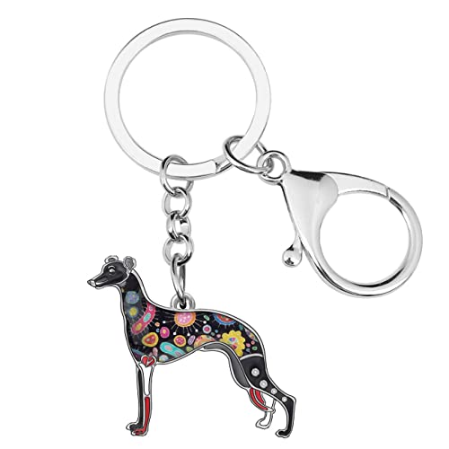 WEVENI Enamel Alloy Greyhound Dog Keychain Pet Key Ring Gift Car ...