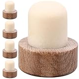 NIYANGLE 5 Stück Teiliges Holz weinflaschenverschlüsse aus Buchenholz Luftdichte Flaschenstopfen zum Frischhalten von Wein und Bier Wiederverwendbare Korken für Weinflaschen und