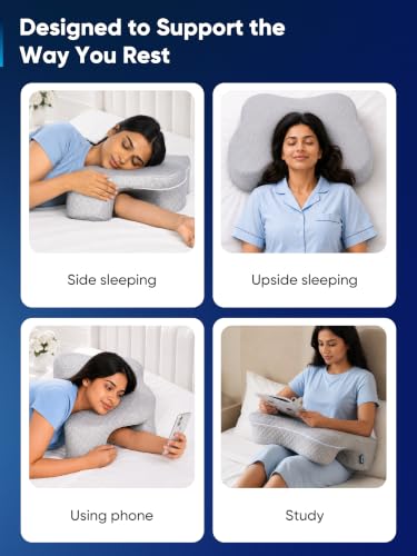 Image of FOVERA Side Sleeper Pillow with Arm Hole - Shoulder Relief Memory Foam Pillow for Neck & Shoulder Pain, Ergonomic Arm Support Pillow for Side, Back & Stomach Sleepers (Dual Color)